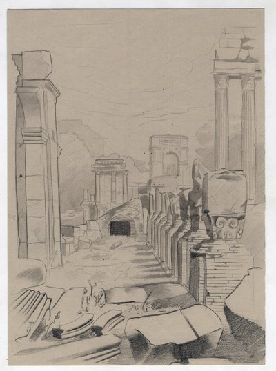 Roma'daki Roma dönemi kalıntıları, Forum (foro romano) Alessandro Lonati'nin çizimi. by Alessandro Lonati