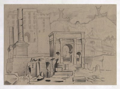 Roma'daki Roma dönemi kalıntıları, Forum (foro romano) Alessandro Lonati'nin çizimi. by Alessandro Lonati