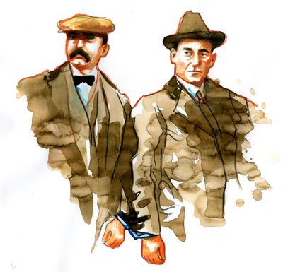 Sacco ve Vanzetti olayı: İtalyan anarşistler Bartolomeo Vanzetti (solda) ve Nicola Zacco'nun portresi - (İtalyan anarşistler Bartolomeo Vanzetti (solda) ve Nicola Sacco'nun portresi) by Alessandro Lonati
