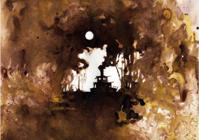 Joseph Conrad'ın yeni “Karanlığın Kalbinde” adlı eserinin Gemi Çizimi. 2012 by Alessandro Lonati