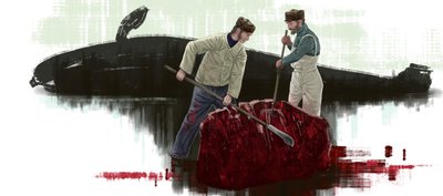 Bir balinayı kesen iki balina by Alessandro Lonati