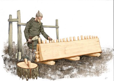 viking gemi ustası çalışıyor by Alessandro Lonati