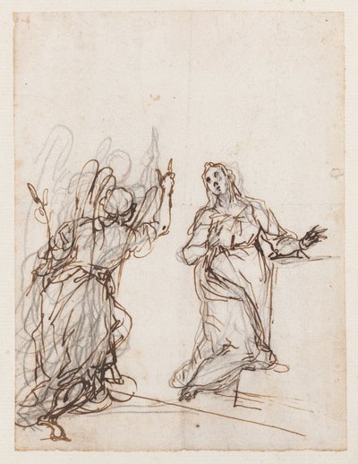 Müjde, 17. yüzyıl başları (kalem ve mürekkeple çizim) by Alessandro Maganza