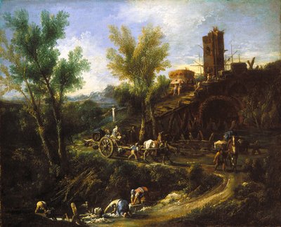 Çingeneler ve Çamaşırcı Kadınlarla Manzara (tuval üzerine yağlıboya) by Alessandro Magnasco