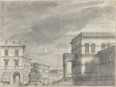 Binicilik Anıtı ve Sarayı ile Piazza by Alessandro Sanquirico