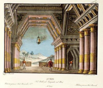 Büyük bir saray odasının görünümü İtalyan koreograf Giovanni Galzerani (1780-1865) (1828) tarafından "Peru