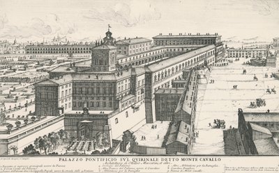 Quirinale tepesinde, Monte Cavallo olarak da bilinen Papa Sarayı, Alessandro Specchi (1668-1729), İtalya tarafından çizim ve gravür by Alessandro Specchi