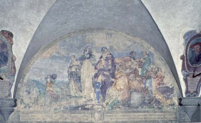 Aziz Antoninus Korkunç Bir Fırtınadan Kurtardığı Bir Tüccara Vaaz Veriyor, lunette (fresk) by Alessandro Tiarini