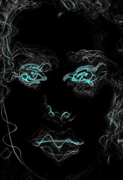 mavi gözlü yüz,2020,(karışık teknik) by Alex Caminker