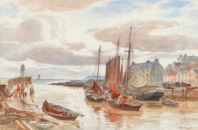 Pittenweem Limanı (kalem ve sulu boya) by Alexander Ballingall