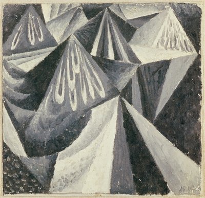 Gri ve Beyaz Kübo-Fütürist Kompozisyon, 1916 by Alexander Bogomazov