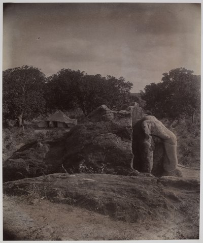 Asoka yazıtları ile kayanın üzerine oyulmuş fil, Dhauli, Puri Bölgesi by Alexander Caddy
