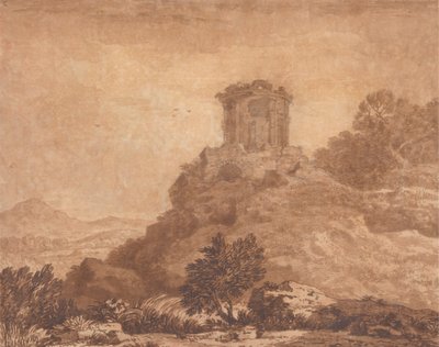 Yıkık Bir Tapınakla Manzara by Alexander Cozens