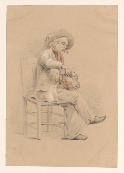 Bir sandalyede oturan adam bir bardak döker by Alexander Cranendoncq