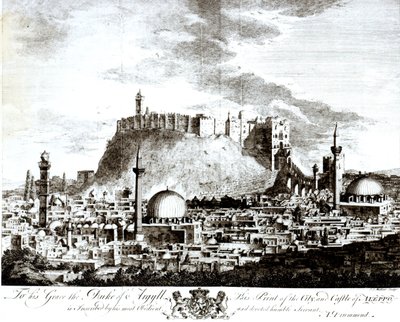 Halep şehir ve kalesinden bir görünüm, Suriye, 1754 by Alexander Drummond