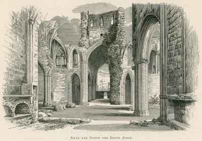 Melrose Manastırı, Nef ve Kuzey ve Güney Koridor (gravür) by Alexander Francis Lydon
