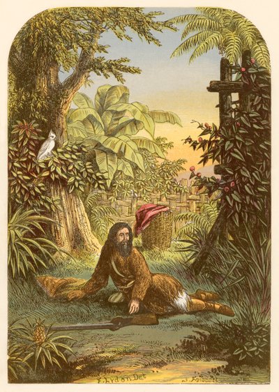 Robinson Crusoe papağanı tarafından uykusundan uyandırıldı by Alexander Francis Lydon