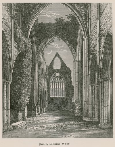 Tintern Abbey, Koro, Batıya Bakıyor by Alexander Francis Lydon