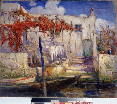 Kırsal bölge. Güneyde. (Manzara. Güneyde). Alexander Fyodorovich Gaush'un tablosu (1873-1947), tuval üzerine yağlı boya, Rus sanatı, 20. yüzyılın başları. Primorsk Devlet Sanat Galerisi, Vladivostok (Rusya). by Alexander Gaush