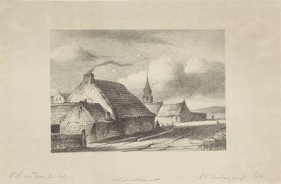 Katwijk'te evler ve bir kilise kulesi by Alexander Hieronymus Bakhuyzen (II)