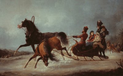 Bir kızakta İmparatoriçe Elizabeth (tuval üzerine yağlı boya) by Alexander Ivanovich Sauerweid