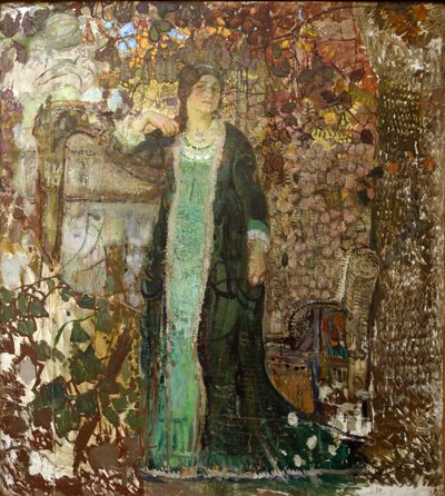 Harpçı. Tatiana Sergeevna Bartseva (1886-1984) par Savinov, Alexander Ivanovich (1881-1942) portresi by Alexander Ivanovich Savinov