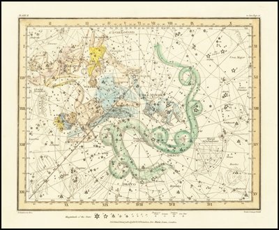 1822 - Alexander Jamieson - Küçük Ayı - Cassiopeia, Draco ve Cepheus