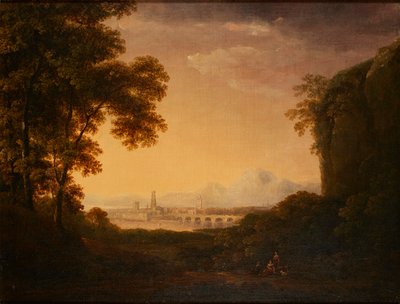 Ormanlık İtalyan Manzarasında Figürler (tuval üzerine yağlı boya) by Alexander Nasmyth