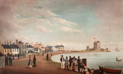 Beach Crescent ve Broughty Kalesi, 1835 dolayları (tuval üzerine yağlı boya) by Alexander Smith
