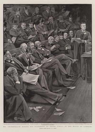 Bay Chamberlain, Avam Kamarası'nda Güney Afrika ile ilgili Açıklamasını yapıyor by Alexander Stuart Boyd