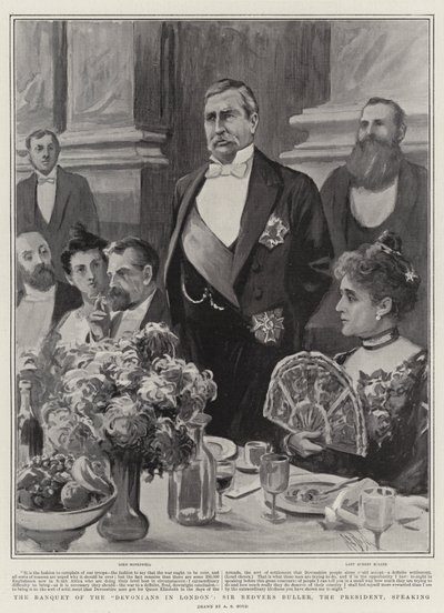 Londra'daki Devonyalıların Ziyafeti, Başkan Sir Redvers Buller, konuşurken by Alexander Stuart Boyd
