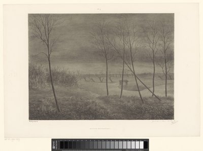 Gece manzara Locus Nefastus (nesne üzerindeki başlık) by Alexander Ver Huell (signed by artist)