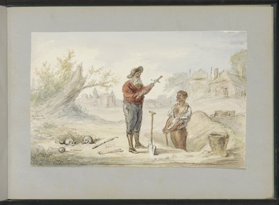 Adam eski bir savaş alanında bir kılıç kazıyor by Alexander Ver Huell