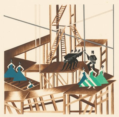 Décors de Théâtre portföyünden manzara tasarımı, 1930. by Alexandra Alexandrowna Exter