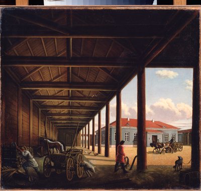 Posta Arabası İstasyonu - Resim Alexandra Alexeyevna Venetsianova (1816-1882), tuval üzerine yağlı boya, Rus sanatı 19. yüzyıl - Regional Art Gallery, Tver (Rusya) by Alexandra Alexeyevna Venetsianova