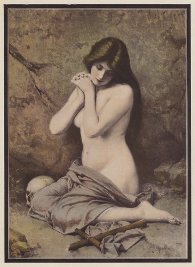 Tövbekar Mary Magdalene (renkli taş) by Alexandre Jacques Chantron