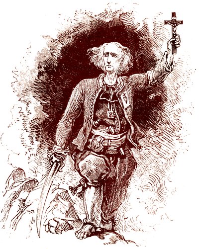 Bir Chouan rahibi. Brittany'de kralcı ayaklanma. 19. yüzyılın sonu (Gravür) by Alexandre (1850 1888) Ferdinandus