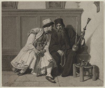 Bir Rahiple Konuşan Genç Yunan Adam by Alexandre Bida