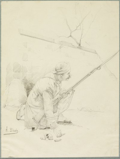 Yaralı Asker Tüfeğine Yükleniyor by Alexandre Bloch