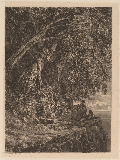 Bir uçurumun üzerinde oturan Çift by Alexandre Calame