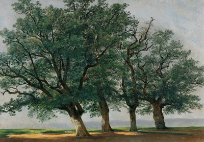 Dört Büyük Ağaç (tuval üzerine yağlı boya) by Alexandre Calame