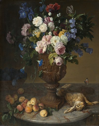 Meyveli ve Tavşanlı Çiçek Vazosu, 1715 by Alexandre Francois Desportes