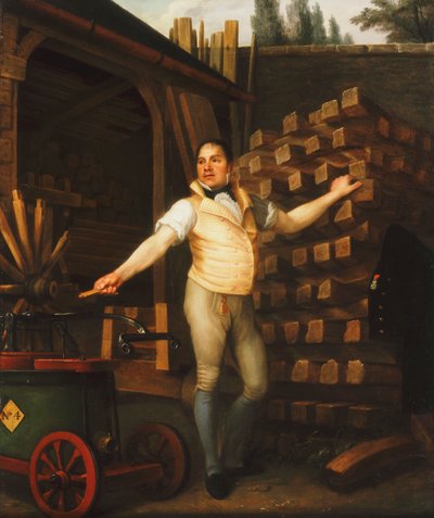 Avluda İtfaiyeli Bir Tekerlekçi, 1812 by Alexandre François Louis de Girardin