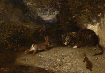 Kedi, Gelincik ve Tavşan, 1836 by Alexandre Gabriel Decamps