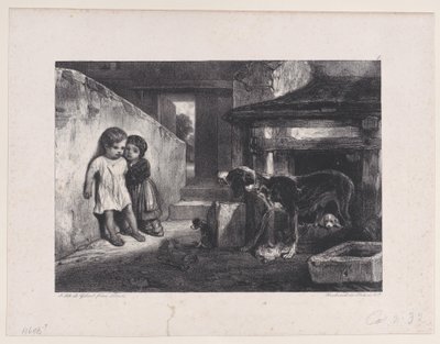 Hırlayan Köpekten Korkan Çocuklar, Avlanma Sahneleri, 1829. by Alexandre Gabriel Decamps