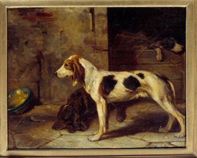 Köpekler Brifauts Tablosu Alexandre Gabriel Decamps (1803-1860) 1843 Güneş. 0,25x0,32 m by Alexandre Gabriel Decamps