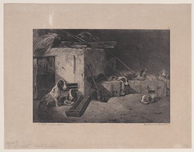 Avlanma Sahneleri dizisinden Kulübenin İçi, 1829. by Alexandre Gabriel Decamps