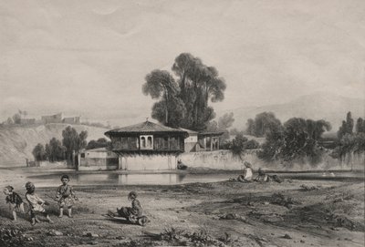Nehrin Kenarındaki Pavyon. by Alexandre Gabriel Decamps