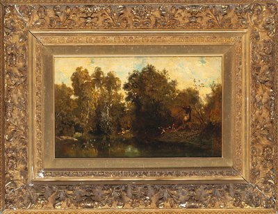 Ormanlık bir havuzda çekim by Alexandre Gabriel Decamps