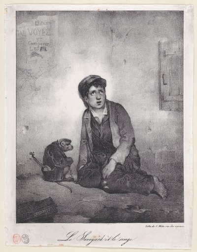 Savoylu Çocuk ve Maymunu, 1823. by Alexandre Gabriel Decamps